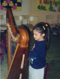 Young girl and Harp - Emily Reid